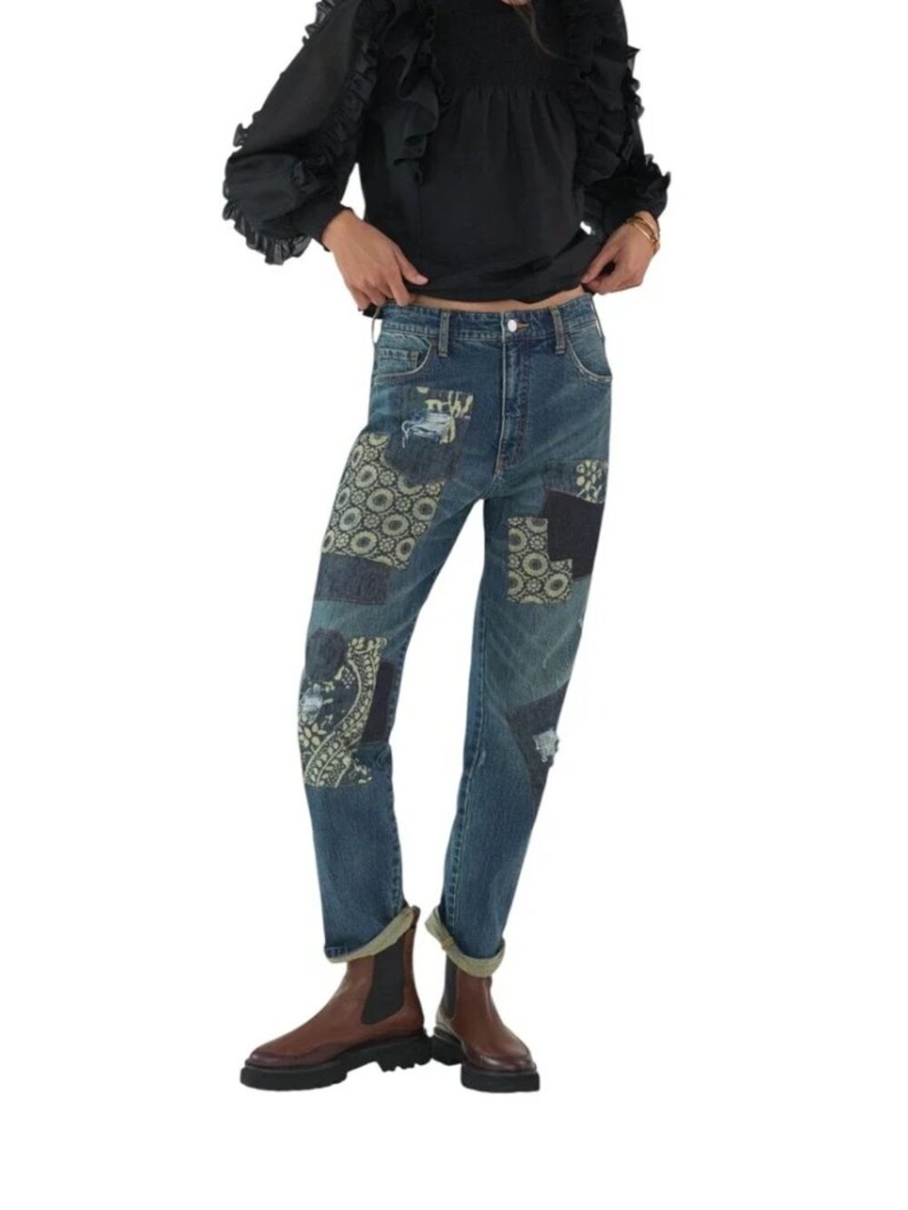 Anthropologie Pilcro: The Borrowed‎ Patchwork Mid Rise Boyfriend Jeans (29)